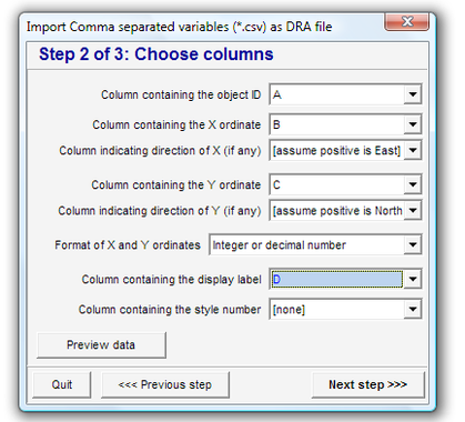 5.1.1 Import list of points from text file - LUPMISManual